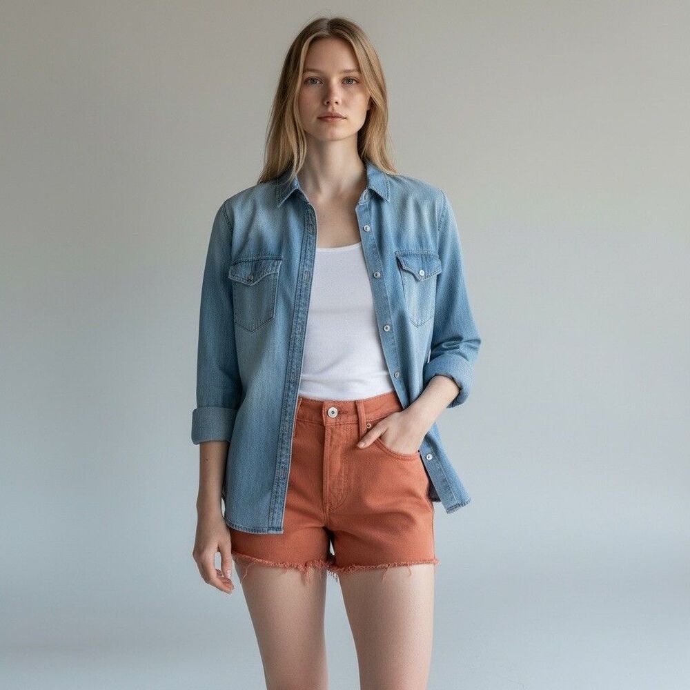 Levi's Levis Womens 501 High Rise Denim Cutoff Shorts Amber Burnt Orange 26 EUC